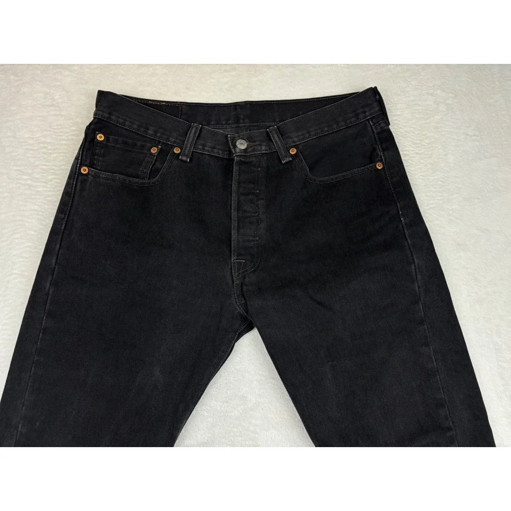 Levis 501 Men's 32x30 Jeans Fuzzy Black Washed Denim Grunge Fades